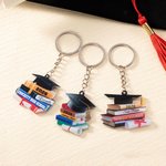 Personalized 3D Effect Graduation Cap Book Keychain Bag Charm with Name and Year Class of 2026 Graduation Gift for Graduates