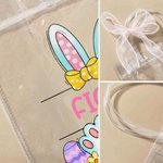 Sacchetto regalo personalizzato con fiocco rosa Orecchie di coniglio trasparente con nome Bomboniere per la festa di Pasqua Regalo per bambini