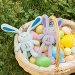 Personalised Cute Rabbit Bunny Initial Fillable Jumbo Easter Egg and Stretchable Plush Bunny Set Easter Birthday Party Favors Gift for Kids