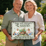 Personalized Garden Theme Cartoon Character Horizontal Metal Sign with Name Garden Door Decor Birthday Gift for Grandma Mom Garden Lover