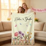 Personalized 1-7 Birth Flowers Butterfly Soft Throw Blanket with Names Home Decor Mother’s Day Birthday Gift for Mom Grandma