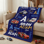 Personnalisé Cartoon Police Car Fire Truck Ambulance Multicolor Soft Throw Blanket with Name Home Decor Daily Use Birthday Gift for Children