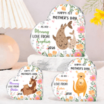 Personalised Cute Cartoon Animal Heart-Shaped Acrylic Plaque with Name and Year Anniversary Mother's Day Gift for New Mom