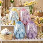 Personalised Cute Rabbit Bunny Initial Fillable Jumbo Easter Egg and Stretchable Plush Bunny Set Easter Birthday Party Favors Gift for Kids