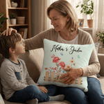 Personalized Birth Flower Soft Throw Pillow Cover with 1-7 Names Home Decor Birthday Mother's Day Gift for Mother Grandmother