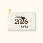 Borsa trucco personalizzata con nome del berretto da scapolo Classe 2026 Regalo di laurea