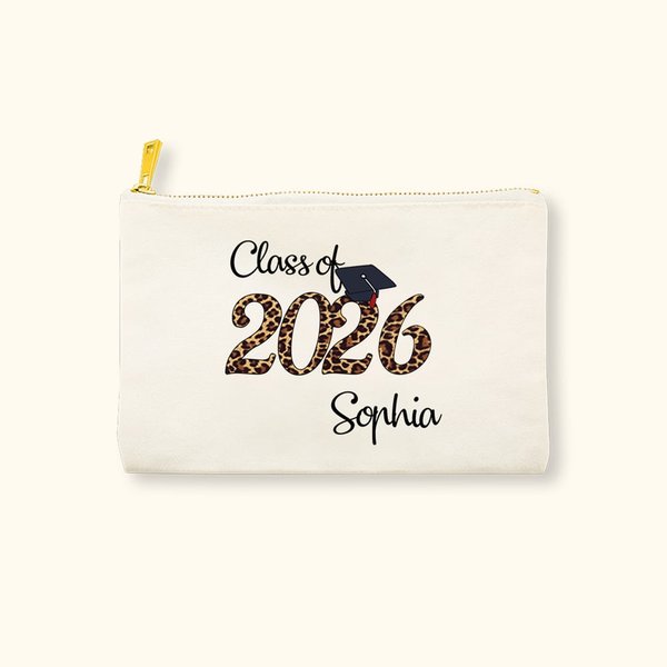 Borsa trucco personalizzata con nome del berretto da scapolo Classe 2026 Regalo di laurea