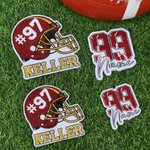 Personalized Exquisite Football Helmet Number Embroidery Patch with Name and Number Daily Game Team Gift for Football Players Lovers Fans