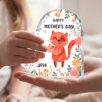 Personalised Cute Cartoon Animal Heart-Shaped Acrylic Plaque with Name and Year Anniversary Mother's Day Gift for New Mom