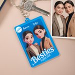 Gepersonaliseerde Besties Forever Cartoon Foto Acryl Sleutelhanger met Naam en Jaar Verjaardag Gift voor Vrienden Besties