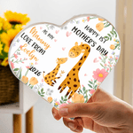 Personalised Cute Cartoon Animal Heart-Shaped Acrylic Plaque with Name and Year Anniversary Mother's Day Gift for New Mom
