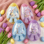 Personalised Cute Rabbit Bunny Initial Fillable Jumbo Easter Egg and Stretchable Plush Bunny Set Easter Birthday Party Favors Gift for Kids