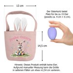 Personalisierter Frohe Ostern Osterkorb mit Hasenohren Schwanz Text und Namen Ostern Party Geschenk für Jungen Mädchen