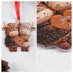 Personalised Highland Cow Love Acrylic Ornament with Names Home Decor Valentine's Day Anniversary Gift for Couple