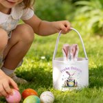 Personalisierter Frohe Ostern Osterkorb mit Hasenohren Schwanz Text und Namen Ostern Party Geschenk für Jungen Mädchen
