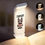 Personalized Cartoon Pet Photo LED Rechargeable Light Clip with Name Reading Accessory Birthday Gift for Pet Lovers Owners Book Lovers Bookworms
