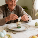 Personalized Beard Glasses Easter Eggshell Napkin Ring Ornament with Name and Rope Bow Table Decor Easter Party Gift for Family