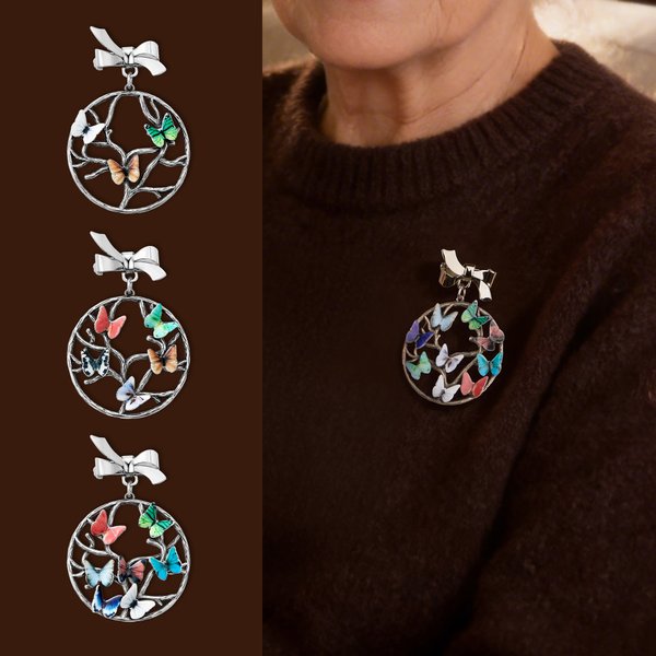 Personalised Tree of Life Brooch Pin with 1-12 Birth Butterflies Birthday Mother's day Gift for Mom Grandma