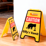 Personalized Funny Cat Vomit Silhouette Caution Sign with Text Desk Decor Daily Use Gag Gift for Cat Owner Lover