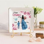 Personalised Warm Parent-Child Clipart Ceramic Jewellery Tray with Name and Text Mother's Day Birthday Gift for Mom Grandma