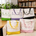 Henkilökohtainen Let's Go Girls Suuri kapasiteetti Kangaskassi nimi Päivittäinen käyttö Tytöt Matka Bachelorette Party lahja tyttö Morsiusneito