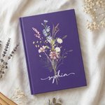 Personifierad Vintage Elegant Wildflower Bouquet A5 Journal Anteckningsbok med namn Födelsedag Mors dag Present till kvinna Familj Vänner