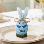 Personalized Beard Glasses Easter Eggshell Napkin Ring Ornament with Name and Rope Bow Table Decor Easter Party Gift for Family