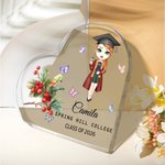 Personalizada Nacimiento Flor Cartoon Personaje Corazón en forma de placa de acrílico con nombre Escritorio Decoración Graduación Cumpleaños Regalo para graduados