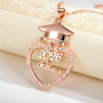 Personalized Graduation Cap Heart Zircon Necklace Bracelet with Name Graduation Gift for Her