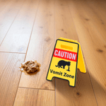 Personalized Funny Cat Vomit Silhouette Caution Sign with Text Desk Decor Daily Use Gag Gift for Cat Owner Lover