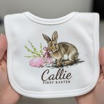 Personalisierte erste Osterhase Baby Lätzchen mit Namen und Osterei Baby Dusche Ostern Geschenk für Neugeborene