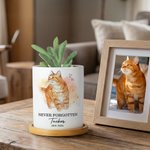 Personalised Watercolour Pet Photo Heart Succulent Planter Pot with Name and Bamboo Tray Home Decor Memorial Gift for Cat Dog Pet Owner