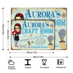 Letrero de metal personalizado con el nombre de un artesano Decoración de pared Regalo de inauguración de la casa Cumpleaños para mujeres amantes de la costura