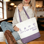 Henkilökohtainen Let's Go Girls Suuri kapasiteetti Kangaskassi nimi Päivittäinen käyttö Tytöt Matka Bachelorette Party lahja tyttö Morsiusneito