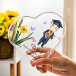 Personalizada Nacimiento Flor Cartoon Personaje Corazón en forma de placa de acrílico con nombre Escritorio Decoración Graduación Cumpleaños Regalo para graduados