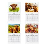 Personalized 1-4 Photos 2026 Floral Highland Cow Calendar with Text Anniversary Birthday Gift for Highland Cow Lovers