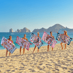 Gepersonaliseerd Oceaanwezens Patroon Oversized Snel Droog Strandlaken met Naam Strand Accessoires Verjaardagscadeau voor Vrienden Familie