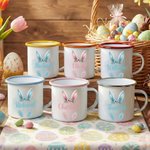 Personalized Fresh Flower Wreath Bunny Ears 12oz Enamel Mug 11/15 oz Ceramic Mug with Name Easter Party Favor Gift for Kids and Families