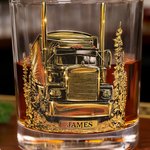 Personalised Lorry Pattern 10 oz Whiskey Glass with Name Daily Drinking Birthday Gift for Lorry Driver Husband