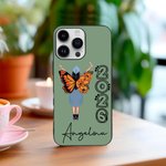 Personalisierte Geburt Blume Schmetterling Telefon Fall für iPhone mit Namen und Jahr Graduierung Geburtstag Geschenk für Frauen Absolventen