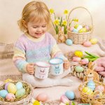 Personalized Fresh Flower Wreath Bunny Ears 12oz Enamel Mug 11/15 oz Ceramic Mug with Name Easter Party Favor Gift for Kids and Families