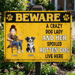 Personalized Paw Print Cartoon Character Dog Garden Tinplate Sign with Name Garden Decor Birthday Anniversary Gift for Pet Owner Lover