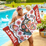 Gepersonaliseerd Oceaanwezens Patroon Oversized Snel Droog Strandlaken met Naam Strand Accessoires Verjaardagscadeau voor Vrienden Familie