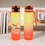 Personalised Cartoon Pilates Character Leakproof 32 oz Water Bottle with Name and Time Marker Sport Accessories Birthday Gift for Woman Pilates Lovers