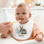 Personalisierte erste Osterhase Baby Lätzchen mit Namen und Osterei Baby Dusche Ostern Geschenk für Neugeborene