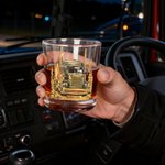 Personalised Lorry Pattern 10 oz Whiskey Glass with Name Daily Drinking Birthday Gift for Lorry Driver Husband