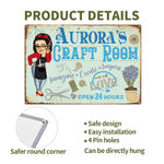 Letrero de metal personalizado con el nombre de un artesano Decoración de pared Regalo de inauguración de la casa Cumpleaños para mujeres amantes de la costura