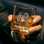 Personalised Dragon Pattern Initial Whiskey with Name Party Birthday Gift for Man Bartender Whiskey Enthusiast