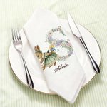 Tovagliolo pasquale personalizzato con nome e iniziale, coniglio vintage, 100% cotone, decorazione tavola - Regalo di Pasqua per famiglia
