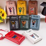 Personalisierte Geburt Blume Schmetterling Graduierung Tragbare PU Leder Crossbody Geldbörse Tasche mit Riemen Reisezubehör Geburtstagsgeschenk für Absolventen